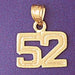 Number 52 Charm Pendant 14k Gold