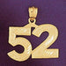 Number 52 Charm Pendant 14k Gold