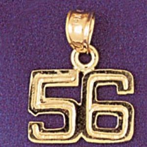 Number 56 Charm Pendant 14k Gold