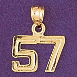 Number 57 Charm Pendant 14k Gold