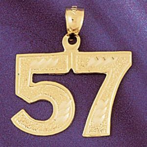 Number 57 Charm Pendant 14k Gold