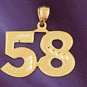 Number 58 Charm Pendant 14k Gold