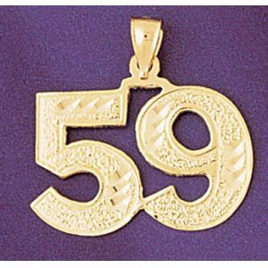 Number 59 Charm Pendant 14k Gold