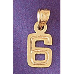 Number 6 Charm Pendant 14k Gold