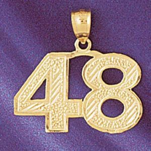 Number 48 Charm Pendant 14k Gold