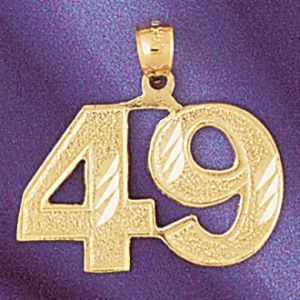 Number 49 Charm Pendant 14k Gold