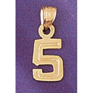 Number 5 Charm Pendant 14k Gold