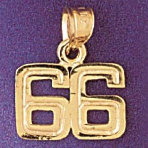 Number 66 Charm Pendant 14k Gold