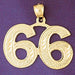 Number 66 Charm Pendant 14k Gold