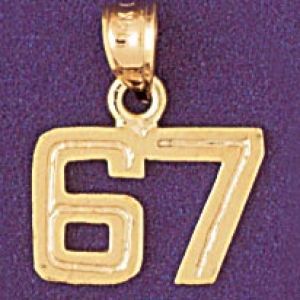 Number 67 Charm Pendant 14k Gold