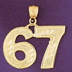 Number 67 Charm Pendant 14k Gold