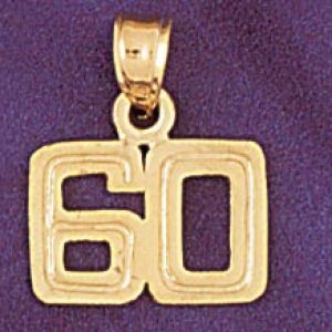 Number 60 Charm Pendant 14k Gold