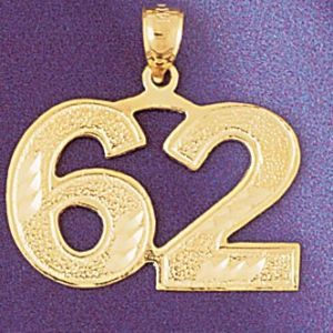 Number 62 Charm Pendant 14k Gold