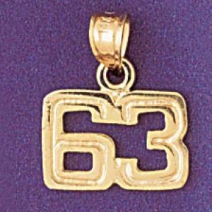 Number 63 Charm Pendant 14k Gold