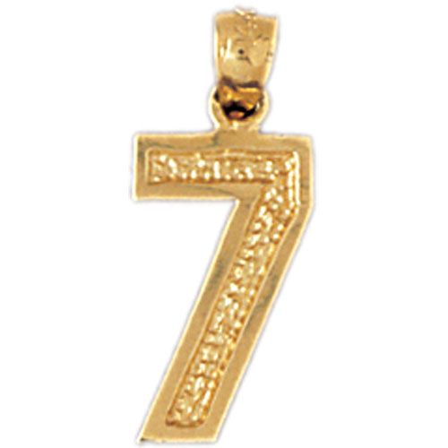 Number 7 Charm Pendant 14k Gold