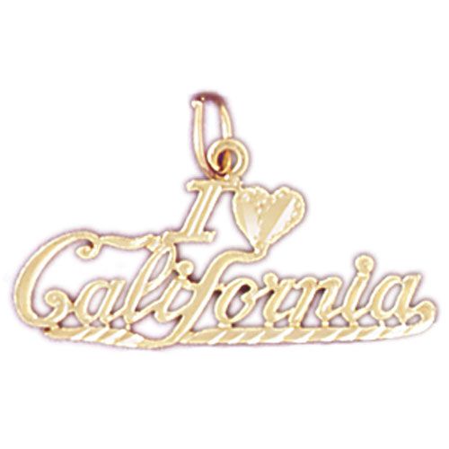 I Love California Charm Pendant 14k Gold