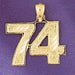 Number 74 Charm Pendant 14k Gold
