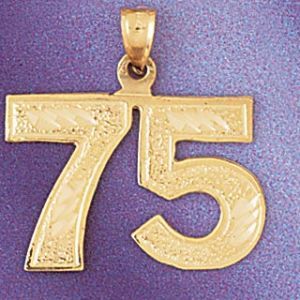Number 75 Charm Pendant 14k Gold