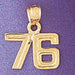 Number 76 Charm Pendant 14k Gold
