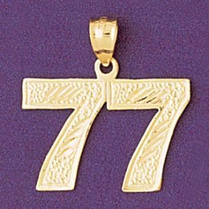 Number 77 Charm Pendant 14k Gold
