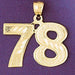 Number 78 Charm Pendant 14k Gold