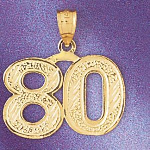 Number 80 Charm Pendant 14k Gold