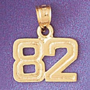 Number 82 Charm Pendant 14k Gold