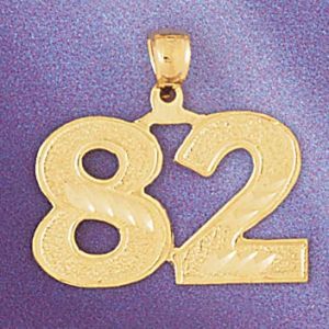 Number 82 Charm Pendant 14k Gold