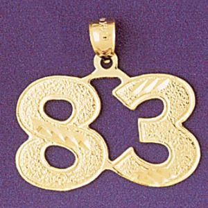 Number 83 Charm Pendant 14k Gold
