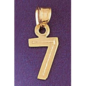 Number 7 Charm Pendant 14k Gold