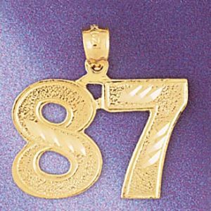 Number 87 Charm Pendant 14k Gold