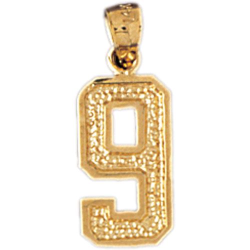 Number 9 Charm Pendant 14k Gold