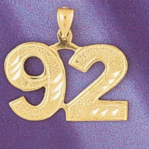 Number 92 Charm Pendant 14k Gold