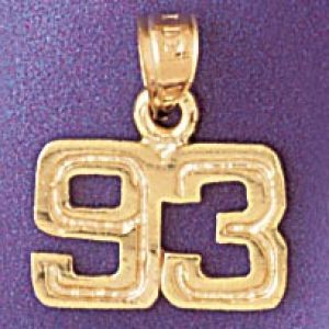 Number 93 Charm Pendant 14k Gold