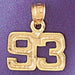 Number 93 Charm Pendant 14k Gold