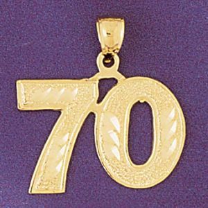 Number 70 Charm Pendant 14k Gold