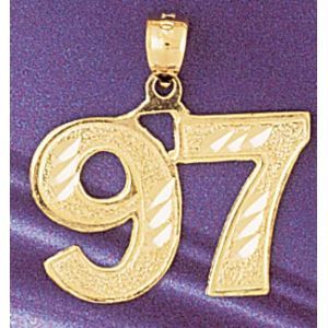 Number 97 Charm Pendant 14k Gold