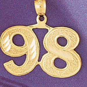 Number 98 Charm Pendant 14k Gold