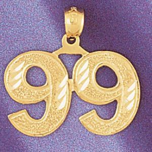 Number 99 Charm Pendant 14k Gold