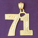 Number 71 Charm Pendant 14k Gold