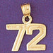 Number 72 Charm Pendant 14k Gold