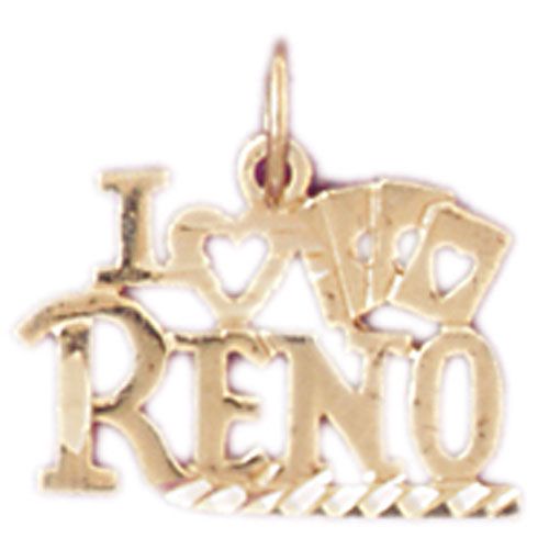 I Love Reno Charm Pendant 14k Gold