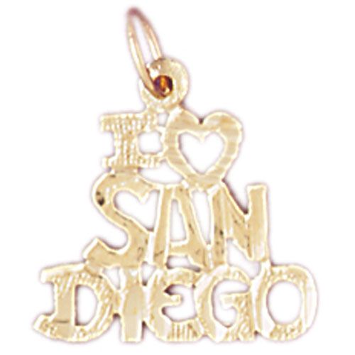 I Love San Diego Charm Pendant 14k Gold