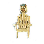 3D Beach Chair Charm Pendant 14k Gold
