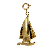 3D Boat Charm Pendant 14k Gold