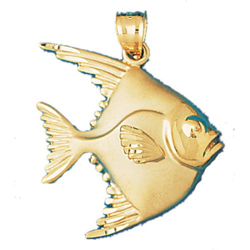 Clown Fish Charm Pendant 14k Gold