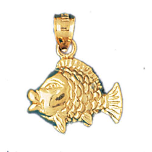 Clown Fish Charm Pendant 14k Gold