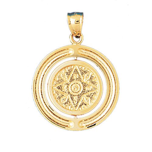 Compass Dimensional Charm Pendant 14k Gold