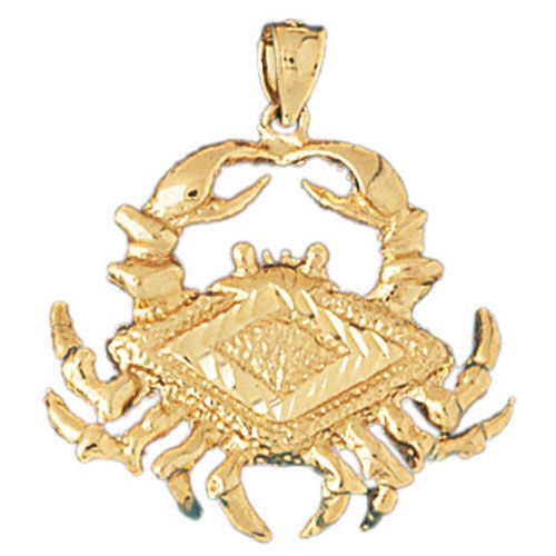 Crab Charm Pendant 14k Gold