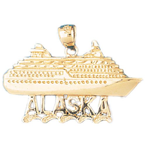 Cruise Ship Alaska Charm Pendant 14k Gold
